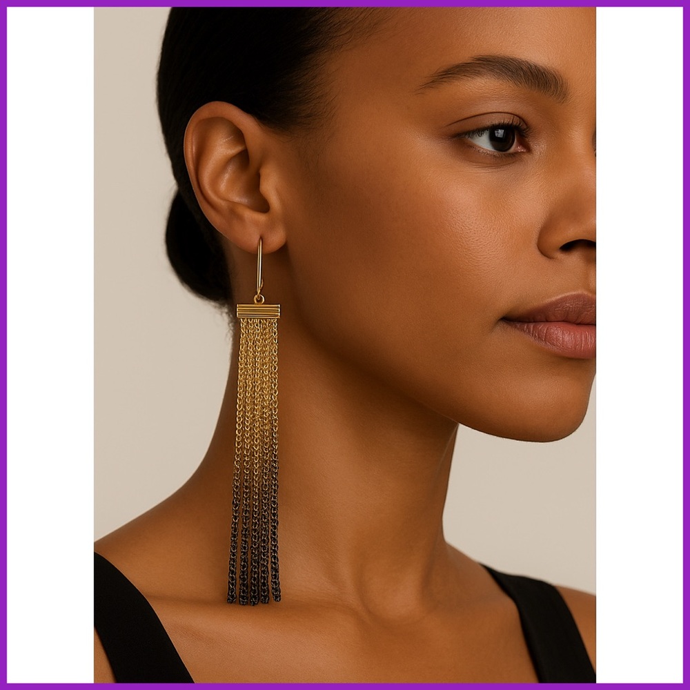 Steve Madden Gold & Black Ombré Earrings